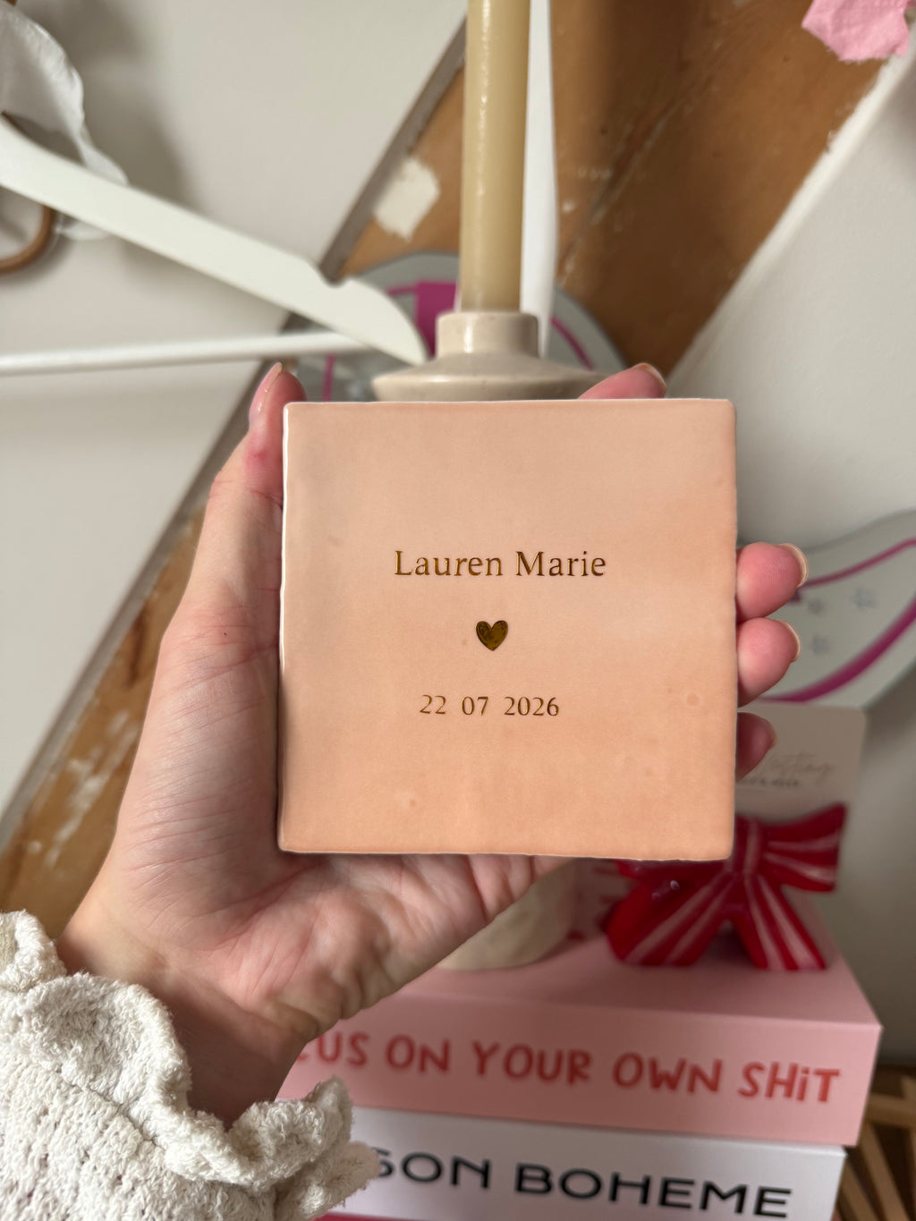 Geboorte tegeltje baby roze