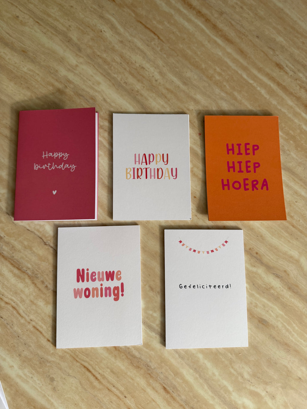 Set van 5 wenskaarten